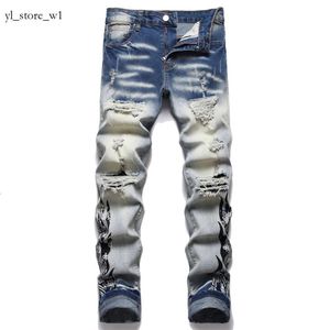 Chromee Jeans Herren Designer Jeans High Elastics Delessed Chrom Jeans zerrissen Slim Fit Motorcycle Heart Biker Denim für Männer Fashion Black 7929