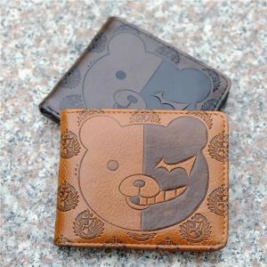 Plånböcker danganronpa monokuma pu läder plånbok trigger lycklig förödelse 3D touch präglad påse blixtlås mynt bifold handväska med ID -korthållare