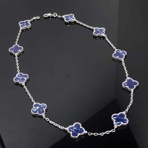 Designer Brand Van New Peter Stone Four Leaf Erba Ten Flower Necklace Blue Star Sky High Solid Color