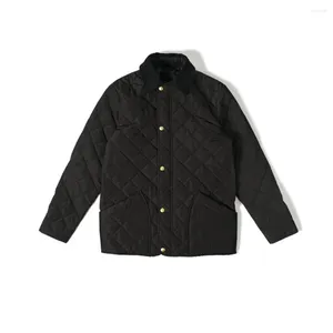남성용 재킷 가을 겨울 재킷 Argyle Quilted 따뜻한 군사 비즈니스 캐주얼 코트 빈티지 야외 클래식 영국 의류