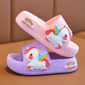 Slipper Summer Kids Home Shoes Flip Flops Baby Girls Slippers for Children Cartoon Bathroom Antislip Thick Sole Slides 2-8 YearsL2404