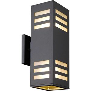 Uppsättning av 2 moderna utomhusväggsconces, vattentät aluminiumverandljus med upp och ner belysning, elegant vit design för utomhusväggmontering