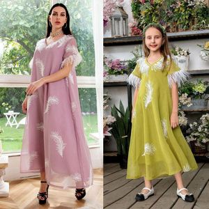 Casual Dresses Princess Style Parent-Child Dress Feather Indonesian Mellanöstern