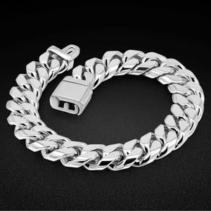 Chain Hot Street Fashion 925 Sterling Silver Fine 12mm widh Miami Cuban Chain Bracelet for Woman Party Gifts Accessories Jewelry d240419