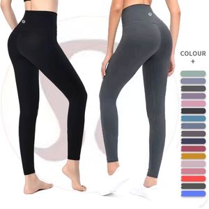 LU -LU 2024 midja kläder yoga citron kvinnor push-up fiess leggings mjuk elastisk höftlyft t-formade sportbyxor som kör träning lady yoga fitness byxor