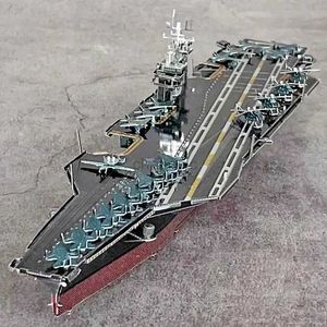 3D -pussel Färg DIY 3D Metal Puzzle America USS Theodore Roosevelt Aircraft Jigsaw Model Children Toys Puzzle Box Vuxna montera pussel 240419