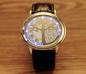 Unisex Minitalist Pu Band Led 시계 패션 남성 및 여성 학생 커플 Love Watches Electronics Casual Tree Personality Touch Th5671247