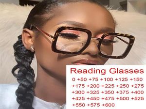 Solglasögon Blue Light Blocking Overized Reading Glasses Leopard Square Clear Recept Women mode förstorande glasögon Plu4764959