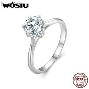 Solitaire Ring WOSTU 1ct D VVS1 Moissanite Wedding Rings For Women 925 Sterling Silver Classical Round Solitaire Promise Ring Jewelry Gift d240419