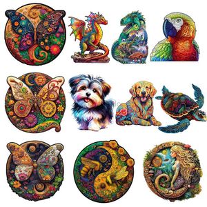 3D Puzzles Wooden Jigsaw Cartoon Puzzle Butterfly Butterfly Dog Puzzle Board Game Educacional para adultos Presentes de Natal interessantes Toys 240419