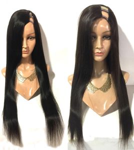 Прямо U Part Human Hair Wig WIG безжалостная часть левой части Peruvian Remy Hair Wig 1x4Inch U Открытие натуральная Color5114738