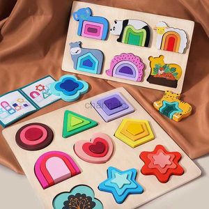 3D -pussel småbarn 3D träpussel Education Toys Montessori Toys For Kids Education Games Form Intelligence Toys Childrens Gifts 240419