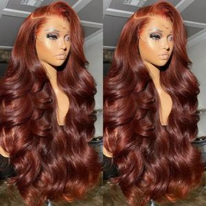 30 32 Inch Brazilian Reddish Brown 13x4 13x6 HD Lace Front Wigs Human Hair Body Wave 250% Glueless Closure Frontal Wig For Women 240409