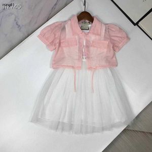 Brand Princess Dress Summer Girls Tracksuits Rozmiar 110-160 cm Dzieciak pojedynczy kardigan z krótkim rękawem i sukienka kamizelka 24 kwietnia