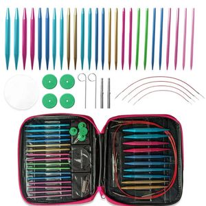 Aluminum Circular Knitting Needles Set Interchangeable Crochet Hooks Weaving Yarn Craft Tools Accessories Kit Needle 240411