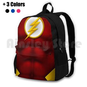 Sırt çantaları Flash: Süper Kahraman Sanat Açık Yürüyüş Gezme Sırt Çantası Binicilik Tırmanma Spor Çantası Sinema Film Sanat Süper Kahraman Süper Kahraman Kahraman Flash Kırmızı