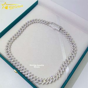 Shining smycken Miami 13mm Custom Hip Hop Cuban Chain Necklace Armband VVS Moissanite Link