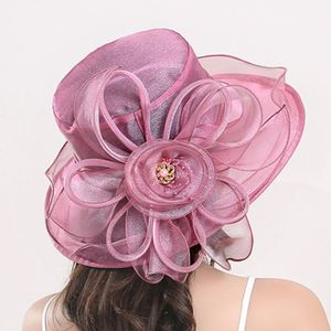 1PC Women Organza Mesh Hat Ruffles Wide Brim Summer Bridal Sun Hat French Europe and America Exquisite Party Cap Beach Cap 240419