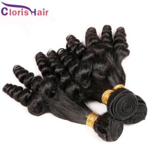 Wefts Nowa moda ciocia Funmi Raw Indian Virgin Extensions Unforted Spiral Spiral Romance Curls 100% ludzkie włosy splot hurtowy 3 buł