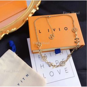 Louiseviution Luxury Brand Necklace Fashion Girl Pendant Necklace 18K Gold Plated Long Chain Designer Jewelry Classic Design Gift 600