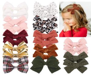 2pcslot Retro Klassiker Cordwäsches Haarbogen für Girl Clip Boutique Barrette handgefertigtes Haarnadel Cute Kids Accessoires8359473