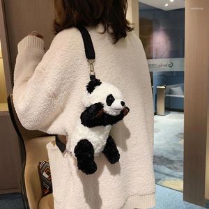 Umhängetaschen 3d Panda Bag Frauen lässiger Messenger gefüllt Plüsch Crossbody Weiches Zeug Tier Spielzeug Handtasche Mädchen Mini Bolso