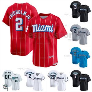 7 Tim Anderson Marlins 2024 Jersey de beisebol Florida Luis Arraez Jazz Chisholm Jr.