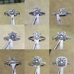 Anel de Solitaire Ring Vintage Ring Moissanite 925 Sterling Silver Eternity Engagement Banding Banding Band Rings for Women Bridal Party Jewelry D240419