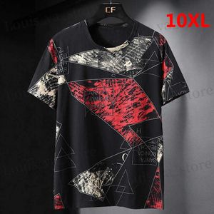 Camisetas masculinas de tamanho grande masculino de tamanho grande 10xl tops ts verão hip hop impressão casual tshirts plus size 9xl10xl roupas legais hx455 t240419