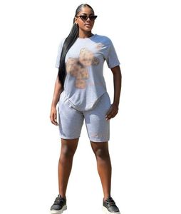 Desinger Nowe damskie bawełniane stałe kolor z krótkim rękawem Sest Set T-shirt+spodenki
