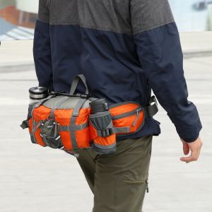 Bolsas Bolsas de Fanny Pack ao ar livre Pacote de caminhada com cintura de ciclismo 2 suporte lombar de garrafa de água com tira de ombros