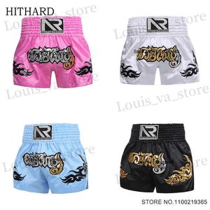 Herren Shorts Thai Boxing Shorts Damen Kinderkiste Boxshorts 2024 Neue gestickte Kampfkunst Käfig Kämpfe Grab Kämpfe Taekwondo Trainingshorts T240419