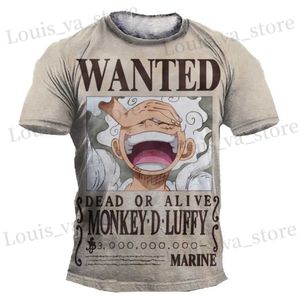 T-shirt maschile anime t uomo maglietta da uomo un pezzo scimmiadluffy marcia quinta t-shirt t-shirt boy vestiti per ragazzi t-shirt per bambini abbigliamento uomo tops t240419