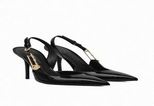 designerskie obcasy Slingbacks buty damskie buty luksusowe pompki bejsują 100 mm skórzana skórzana obcasowe palce EU3539 z pudełkiem D6592847