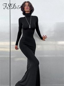 Sukienki swobodne fsda turtleneck Bodycon Bodycon maxi sukienki Kobiety jesienne zima sexy chude imprezowe stroje klubowe