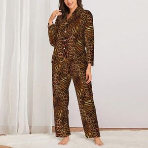 Home Clothing Leopard skóra druk piżamowy żeńska modna plamka miękka wypoczynek.