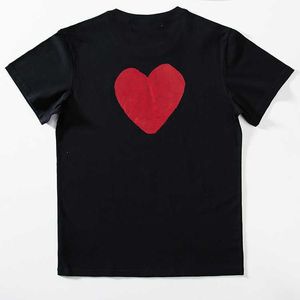 Jogar moda masculina designer de camisa de coração vermelho camiseta casual algodão Bordado