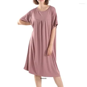 Women's Sleepwear Plus Size 6XL150kg Summer Women Dress Short Sleeve Solid Color O Neck Loose Vestido Big Home Dresses