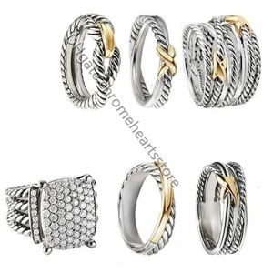 Kopparringar Twisted Women flätade storlek6-9 Designer Classic Men Fashion Jewelry CrossCover Ring Wire Vintage Double X Engagement Anniversary Gift K6PA