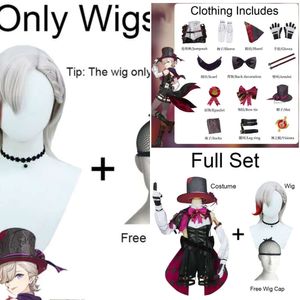 Impact Genshin Lyney Cosplay Costume i Wig Fontaine Magician Magic Mundor Set Game Anime Ubranie