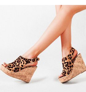 Sexy Leopard Microfiber Platform Sandals Woman Solid Summer Shoes Women Padrive Humor Wedges Sandalias femme20217197322