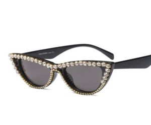2019 yeni kedi gözü elmas tasarımcı siyah renk lens güneş gözlükleri kadın dekorasyon güneş gözlükleri kadın tonları uv4001573288