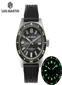San Martin 62Mas Diver Automatic Mechanical Men Watch NH35 Stainless Steel Ceramic Bezel Sunray Dial Rubber Calendar Luminous T2002246756