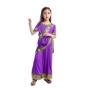 Roupas étnicas glamourosas garotas indianas nacionais vestindo crianças natividade Bollywood Princesa Dresses étnicos Dresses Sari Costume Halloween Traje D240419