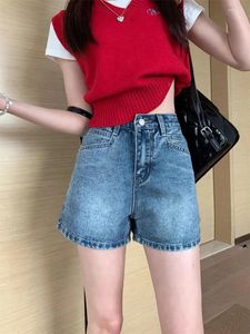Женские шорты с высокой талией Женщины летняя корейская мода свободные джинсы сексуальные широко нога брюки стильные короткие