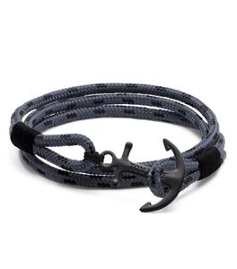 4 size Tom Hope bracelet Eclipse grey thread rope chains stainless steel anchor charms bangle with box and TH76157255