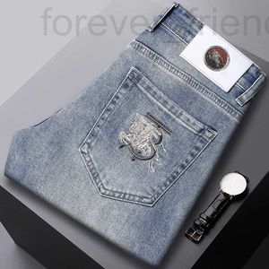 Designer di jeans maschile TB ricamato di fascia alta primavera/estate Nuovo Slim Slim Fit Casual Small European Elastic Pants Pantaloni sottili POBB