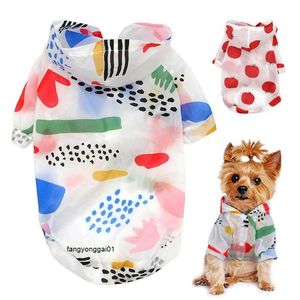 Dog Raincoat Sun-proof Clothing Summer Sun Protection Hoodie Small Print Poncho For Small Medium Pets Puppy Cat Clothes Dog coats277n