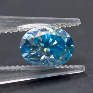 Bröllopsringar Moissanite Stone med oval skuret Sea Blue Color GRA Certificate Lab Grown Diamond Diy Ring Halsbandörhängen Huvudmaterial kommer 240419