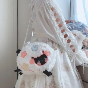 Bags Xiuya Kawaii Lolita Party Bag Anime Embroidery Sheep Crossbody Bag for Women Casual Fashion New 2022 Cute Girl Coin Purse